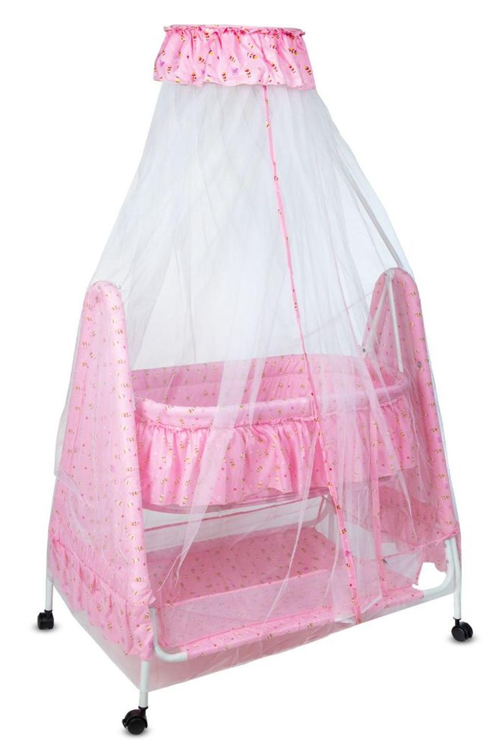 Mee Mee Spacious Swinging Baby Cradle with Mosquito Net (Pink)